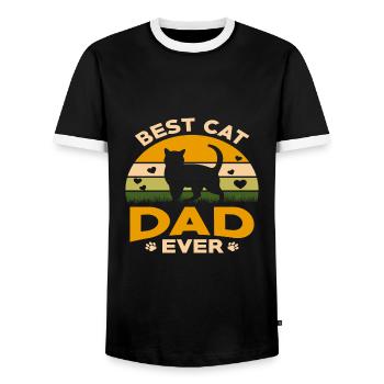 Vater der Katze - Männer Kontrast-T-Shirt - Schwarz/Weiß - Vorne - AI Model Female 172 light (172cm) & AI Model Male 178 light (178cm)
