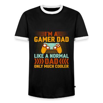 FATHER S DAY Gamer - Männer Kontrast-T-Shirt - Schwarz/Weiß - Vorne - AI Model Female 172 light (172cm) & AI Model Male 178 light (178cm)