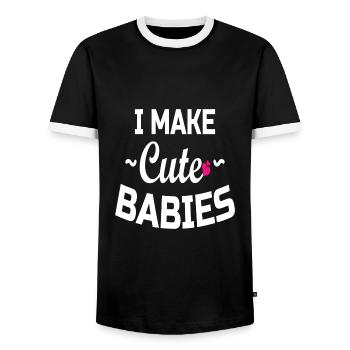 Father's Day dad dad dad dad dad dad dad - Men's Ringer Shirt - black/white - Front - AI Model Female 172 light (172cm) & AI Model Male 178 light (178cm)