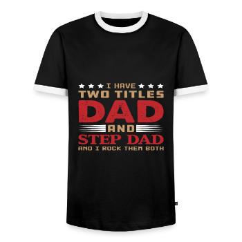 Stiefvater Papa - Männer Kontrast-T-Shirt - Schwarz/Weiß - Vorne - AI Model Female 172 light (172cm) & AI Model Male 178 light (178cm)