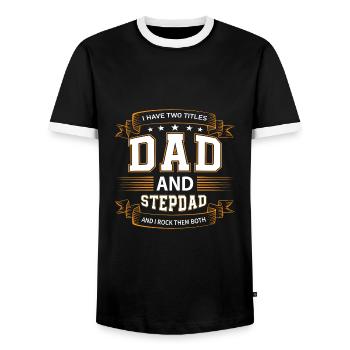 Stiefvater Papa - Männer Kontrast-T-Shirt - Schwarz/Weiß - Vorne - AI Model Female 172 light (172cm) & AI Model Male 178 light (178cm)