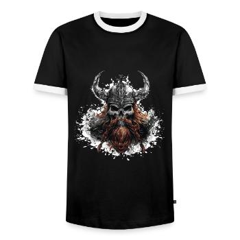 Wikinger Odin Totenkopf - Männer Kontrast-T-Shirt - Schwarz/Weiß - Vorne - AI Model Female 172 light (172cm) & AI Model Male 178 light (178cm)