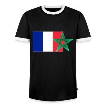 Maroc & France - T-shirt contrasté Homme - noir/blanc - Devant - AI Model Female 172 light (172cm) & AI Model Male 178 light (178cm)
