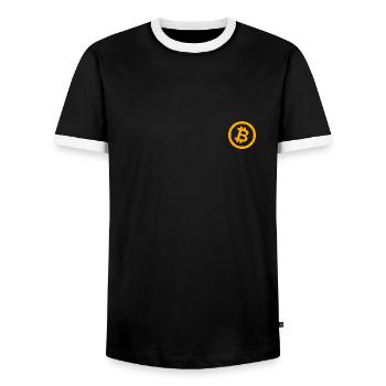 Bitcoin - T-shirt contrasté Homme - noir/blanc - Devant - AI Model Female 172 light (172cm) & AI Model Male 178 light (178cm)