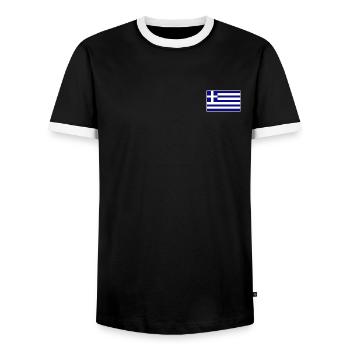 Greece Flag - Men's Ringer Shirt - black/white - Front - AI Model Female 172 light (172cm) & AI Model Male 178 light (178cm)