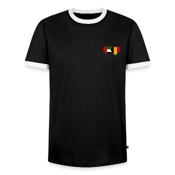 Émirats arabes unis Belgique Drapeau Coeur - T-shirt contrasté Homme - noir/blanc - Devant - AI Model Female 172 light (172cm) & AI Model Male 178 light (178cm)