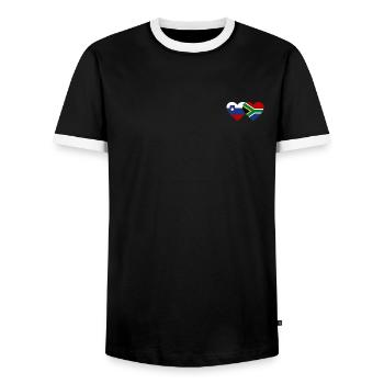Slowenien Südafrika Flagge Herz - Männer Kontrast-T-Shirt - Schwarz/Weiß - Vorne - AI Model Female 172 light (172cm) & AI Model Male 178 light (178cm)