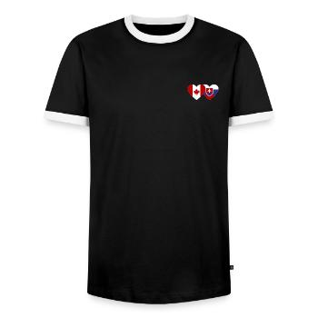 Canada Slovakia Flag Heart - Men's Ringer Shirt - black/white - Front - AI Model Female 172 light (172cm) & AI Model Male 178 light (178cm)
