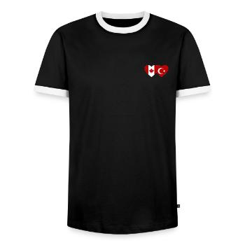 Canada Dinde Drapeau Coeur - T-shirt contrasté Homme - noir/blanc - Devant - AI Model Female 172 light (172cm) & AI Model Male 178 light (178cm)