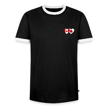 Canada Japan Flag Heart - Men's Ringer Shirt - black/white - Front - AI Model Female 172 light (172cm) & AI Model Male 178 light (178cm)