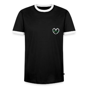Hustle with Heart (green) - Männer Kontrast-T-Shirt - Schwarz/Weiß - Vorne - AI Model Female 172 light (172cm) & AI Model Male 178 light (178cm)