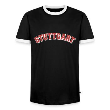Stuttgart College - Männer Kontrast-T-Shirt - Schwarz/Weiß - Vorne - AI Model Female 172 light (172cm) & AI Model Male 178 light (178cm)