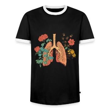 The lungs of flowers - blooming beauty of the - Men's Ringer Shirt - black/white - Front - AI Model Female 172 light (172cm) & AI Model Male 178 light (178cm)