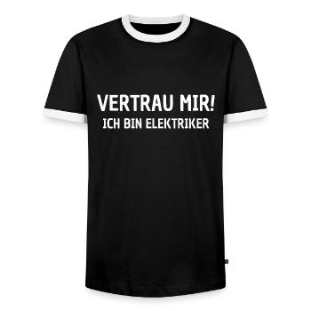Fais-moi confiance! Je suis électricien - T-shirt contrasté Homme - noir/blanc - Devant - AI Model Female 172 light (172cm) & AI Model Male 178 light (178cm)