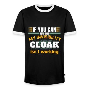 My invisible coat doesn't work - Men's Ringer Shirt - black/white - Front - AI Model Female 172 light (172cm) & AI Model Male 178 light (178cm)