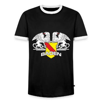 Baden Logo Greifen - Männer Kontrast-T-Shirt - Schwarz/Weiß - Vorne - AI Model Female 172 light (172cm) & AI Model Male 178 light (178cm)