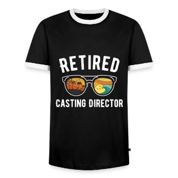 Retired Director Beach Vibes Sunglasses Design - Männer Kontrast-T-Shirt - Schwarz/Weiß - Vorne - AI Model Female 172 light (172cm) & AI Model Male 178 light (178cm)