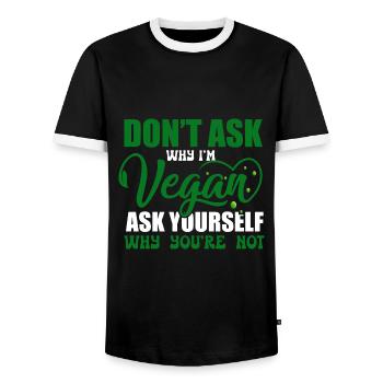 Vegan Veganism - Men's Ringer Shirt - black/white - Front - AI Model Female 172 light (172cm) & AI Model Male 178 light (178cm)