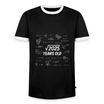 Quadratwurzel aus 2025 - 45. Geburtstag Mathe Nerd - Männer Kontrast-T-Shirt - Schwarz/Weiß - Vorne - AI Model Female 172 light (172cm) & AI Model Male 178 light (178cm)