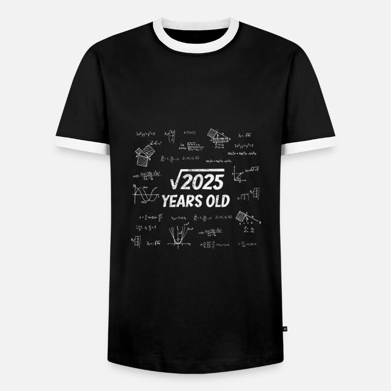 Square root from 2025 - 45th birthday math nerd - Men's Ringer Shirt - black/white