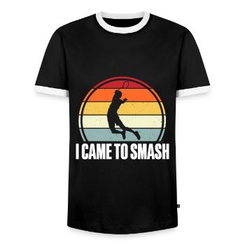 Badminton Federball - Männer Kontrast-T-Shirt - Schwarz/Weiß - Vorne - AI Model Female 172 light (172cm) & AI Model Male 178 light (178cm)