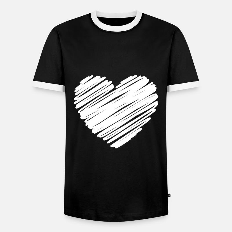 White Scribble Heart - Men's Ringer Shirt - black/white