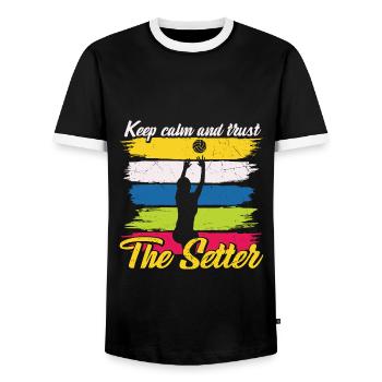 Bleib ruhig und vertraue dem Setter Volleyball - Männer Kontrast-T-Shirt - Schwarz/Weiß - Vorne - AI Model Female 172 light (172cm) & AI Model Male 178 light (178cm)