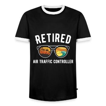 Le rêve de prendre sa retraite d’un mécanicien d’aéronefs - T-shirt contrasté Homme - noir/blanc - Devant - AI Model Female 172 light (172cm) & AI Model Male 178 light (178cm)