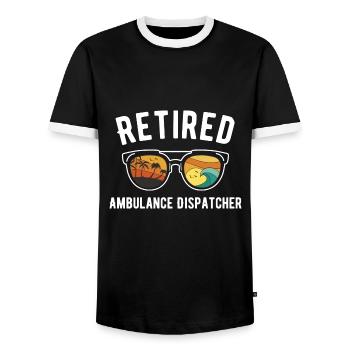 Strandambulanz-Urlaub des pensionierten - Männer Kontrast-T-Shirt - Schwarz/Weiß - Vorne - AI Model Female 172 light (172cm) & AI Model Male 178 light (178cm)