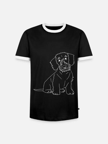 Rauhaardackel - Männer Kontrast-T-Shirt - Schwarz/Weiß