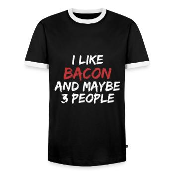 J’aime le bacon et peut-être trois personnes - T-shirt contrasté Homme - noir/blanc - Devant - AI Model Female 172 light (172cm) & AI Model Male 178 light (178cm)