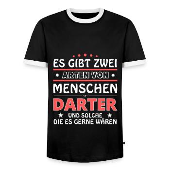 Es gibt zwei Arten von Menschen - Darter - Männer Kontrast-T-Shirt - Schwarz/Weiß - Vorne - AI Model Female 172 light (172cm) & AI Model Male 178 light (178cm)