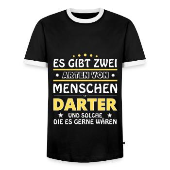 Es gibt zwei Arten von Menschen - Darter - Männer Kontrast-T-Shirt - Schwarz/Weiß - Vorne - AI Model Female 172 light (172cm) & AI Model Male 178 light (178cm)