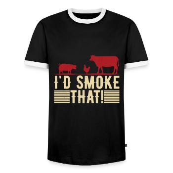 I'd Smoke That Grill BBQ Short Ribs Rack - Männer Kontrast-T-Shirt - Schwarz/Weiß - Vorne - AI Model Female 172 light (172cm) & AI Model Male 178 light (178cm)