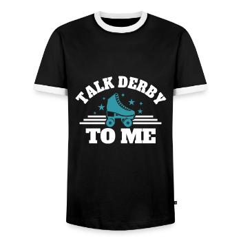Talk Derby To Me Roller Derby Patins à roulettes - T-shirt contrasté Homme - noir/blanc - Devant - AI Model Female 172 light (172cm) & AI Model Male 178 light (178cm)