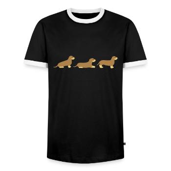 Sitz Platz Steh Rauhaardackel vektor - Männer Kontrast-T-Shirt - Schwarz/Weiß - Vorne - AI Model Female 172 light (172cm) & AI Model Male 178 light (178cm)