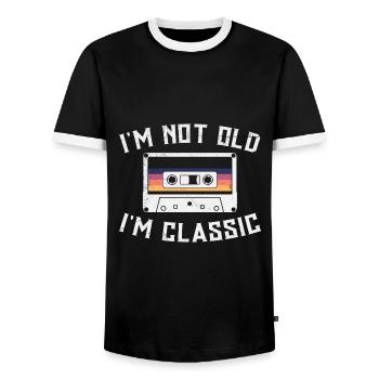 80er 90er Jahre Musik Kassette Lustig Mixtape - Männer Kontrast-T-Shirt - Schwarz/Weiß - Vorne - AI Model Female 172 light (172cm) & AI Model Male 178 light (178cm)