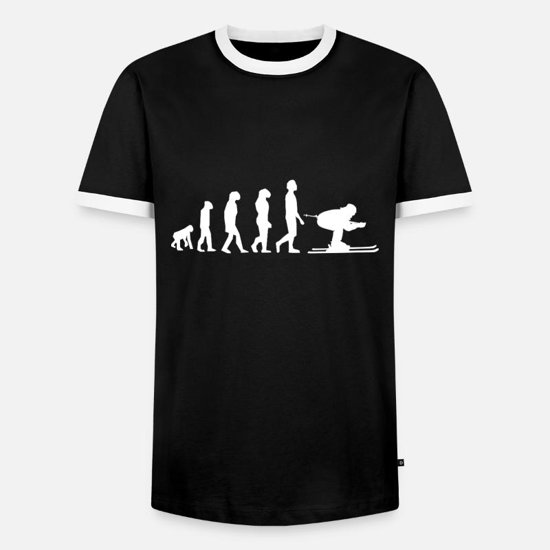 Evolution Ski / Entwicklung - Männer Kontrast-T-Shirt - Schwarz/Weiß