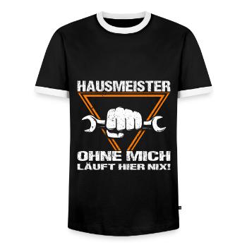 Hausmeister Hausverwaltung Heimwerker - Männer Kontrast-T-Shirt - Schwarz/Weiß - Vorne - AI Model Female 172 light (172cm) & AI Model Male 178 light (178cm)