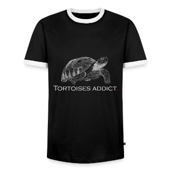 Tortoises addict - Men's Ringer Shirt - black/white - Front - AI Model Female 172 light (172cm) & AI Model Male 178 light (178cm)