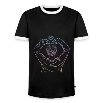 Coeur kpop koreapop KPOP idée cadeau - T-shirt contrasté Homme - noir/blanc - Devant - AI Model Female 172 light (172cm) & AI Model Male 178 light (178cm)