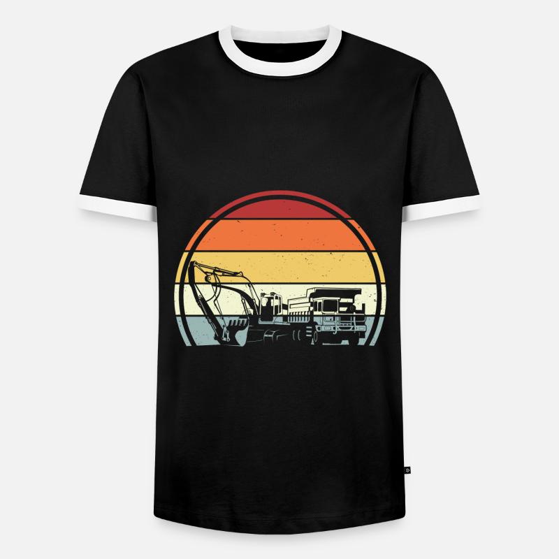 Excavator construction site - Men's Ringer Shirt - black/white