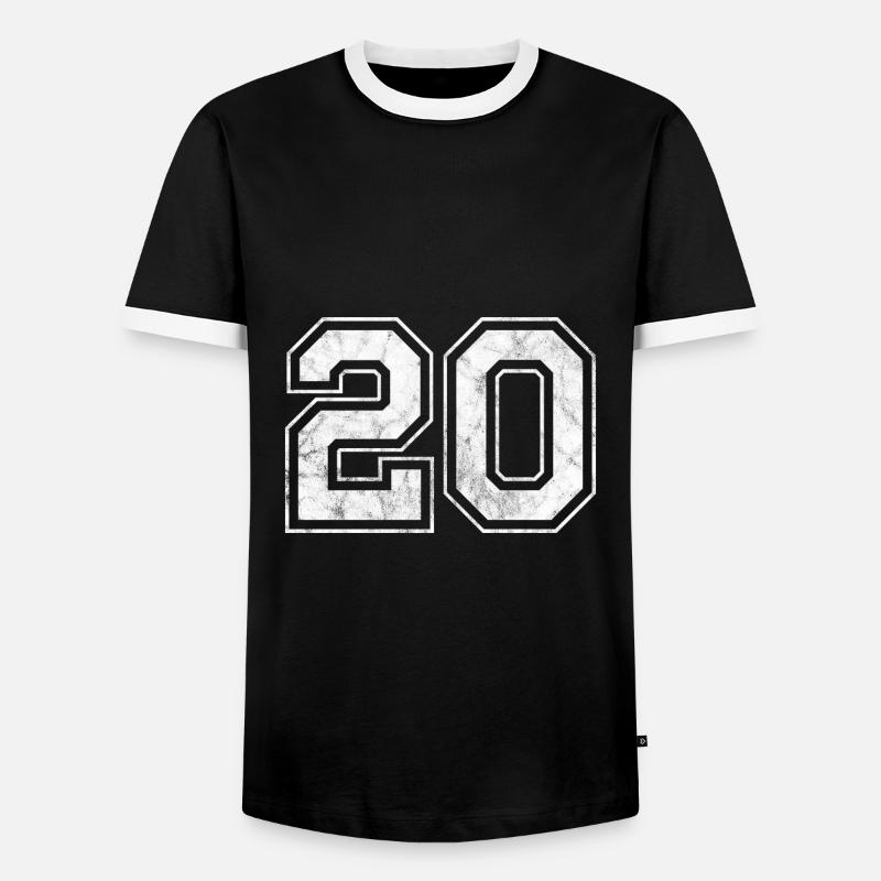 Number 20 - Men's Ringer Shirt - black/white