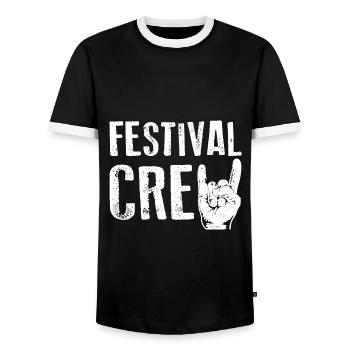 FESTIVAL CREW Party Musik Feier - Männer Kontrast-T-Shirt - Schwarz/Weiß - Vorne - AI Model Female 172 light (172cm) & AI Model Male 178 light (178cm)