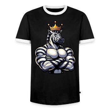 Entraînement de remise en forme Zebra King musclé - T-shirt contrasté Homme - noir/blanc - Devant - AI Model Female 172 light (172cm) & AI Model Male 178 light (178cm)