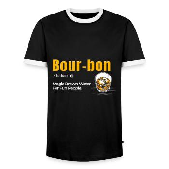 Bourbon Magic Braunes Wasser für Spaßmacher - Männer Kontrast-T-Shirt - Schwarz/Weiß - Vorne - AI Model Female 172 light (172cm) & AI Model Male 178 light (178cm)