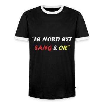Le nord est sang et or - T-shirt contrasté Homme - noir/blanc - Devant - AI Model Female 172 light (172cm) & AI Model Male 178 light (178cm)