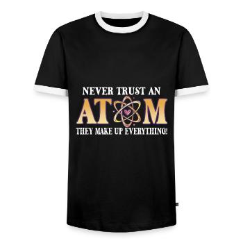 Traue Niemals Einem Atom - Sie Erfinden Alles - Männer Kontrast-T-Shirt - Schwarz/Weiß - Vorne - AI Model Female 172 light (172cm) & AI Model Male 178 light (178cm)