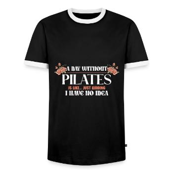 Une journée sans Pilates Motif Floral Humour - T-shirt contrasté Homme - noir/blanc - Devant - AI Model Female 172 light (172cm) & AI Model Male 178 light (178cm)
