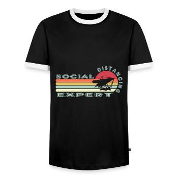 Social distancing Expert Hang Gliding - Men's Ringer Shirt - black/white - Front - AI Model Female 172 light (172cm) & AI Model Male 178 light (178cm)